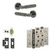 Complete Bloom Door Handle Pack - Heavy Duty Latch - Black Nickel - 64mm / 4-inch Hinges - JE-B20A-BN