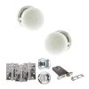 Old English Skipton Door Knob Pack (Lock Set - Horizontal Bathlock, 4" Fire Rated Hinges x3) - Polished Chrome