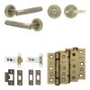Complete Bari Door Handle Pack - Heavy Duty Tubular Bathroom (Plain Thumb Turn) - Antique Brass - 76mm / 3-inch Hinges - JE-D31B2-AB