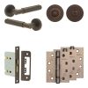 Complete Bloom Door Handle Pack - Bathroom Lock (Standard Thumb Turn) - Dark Bronze - 76mm / 4-inch Hinges - JE-B6A3-DB