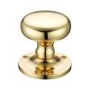 Zoo Hardware Mushroom Mortice Knob Furniture 62.5mm Rose dia. - Polished Brass