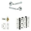 Complete Classic Door Handle Pack - Heavy Duty Latch - Polished Chrome - 76mm / 3-inch Hinges - JE-A21B-PC