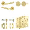 Complete Midtown Door Handle Pack - Heavy Duty Tubular Bathroom (Plain Thumb Turn) - Satin Brass - 76mm / 4-inch Hinges - JE-G31A2-SB