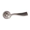 Old English Richmond Lever Door Handle on Round Rose - Distressed Silver (Pair)
