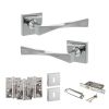 Senza Pari Guido Door Handle Pack (3 Lever Lock Set - 3" CE Sashlock, 4" Fire Rated Hinges x3) - Polished Chrome