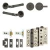 Complete Midtown Door Handle Pack - Heavy Duty Tubular Bathroom (Knurled Thumb Turn) - Black Nickel - 76mm / 3-inch Hinges - JE-G31B1-BN