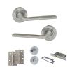 Eco Surf Door Handle Pack (Bathroom Set - 2.5" CE Bathroom Lock, 4" Slim Knuckle Hinges x2) - Satin Chrome
