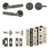 Complete Bloom Door Handle Pack - Heavy Duty Tubular Bathroom (Plain Thumb Turn) - Black Nickel - 76mm / 3-inch Hinges - JE-B31B2-BN