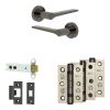 Complete Gio Door Handle Pack - Heavy Duty Latch - Black Nickel - 102mm / 3-inch Hinges - JE-E22B-BN