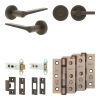 Complete Gio Door Handle Pack - Heavy Duty Tubular Bathroom (Plain Thumb Turn) - Dark Bronze - 76mm / 3-inch Hinges - JE-E31B2-DB