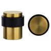 Zoo Hardware Door Stop Floor Mounted - Round Collared Flat Top 35mm dia - Favo Satin Brass