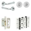 Complete Classic Door Handle Pack - Bathroom Lock (Standard Thumb Turn) - Polished Chrome - 65mm / 3-inch Hinges - JE-A5B3-PC