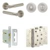 Complete Bari Door Handle Pack - Bathroom Lock (Standard Thumb Turn) - Satin Nickel - 76mm / 4-inch Hinges - JE-D6A3-SN