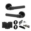 Senza Pari Fasana Door Handle Pack (Euro Lock Set - 2.5" CE Sashlock, 4" Fire Rated Hinges x3) - Matt Black