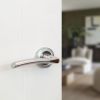 STATUS Indiana Door Handle Pack (Euro Lock Set - 3" CE Sashlock, 4" Slim Knuckle Hinges x2) - Satin Chrome/Polished Chrome