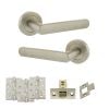 STATUS Carolina Door Handle Pack (Latch Set - 2.5" CE Latch, 4" Fire Rated Hinges x3) - Satin Nickel