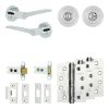 Complete Gio Door Handle Pack - Heavy Duty Tubular Bathroom (Standard Thumb Turn) - Polished Chrome - 64mm / 4-inch Hinges - JE-E30A3-PC