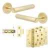 Complete Hex Door Handle Pack - Internal Doors - Satin Brass - 64mm / 4-inch Hinges - JE-C1A-SB