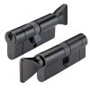 Zoo Hardware 70mm Euro Cylinder and Turn Keyed to Differ - Black