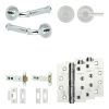 Complete Classic Door Handle Pack - Heavy Duty Tubular Bathroom (Plain Thumb Turn) - Polished Chrome - 102mm / 4-inch Hinges - JE-A32A2-PC