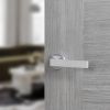 Forme Asti Lever Door Handle on Minimal Round Rose - Satin Chrome (Pair)