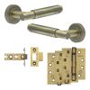 Complete Bloom Door Handle Pack - Internal Doors - Antique Brass - 64mm / 4-inch Hinges - JE-B1A-AB
