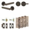 Complete Hex Door Handle Pack - Heavy Duty Tubular Bathroom (Plain Thumb Turn) - Dark Bronze - 76mm / 3-inch Hinges - JE-C31B2-DB