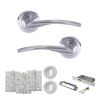 STATUS Arizona Door Handle Pack (3 Lever Lock Set - 3" CE Sashlock, 4" Fire Rated Hinges x3) - Satin Chrome