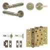 Complete Bloom Door Handle Pack - Heavy Duty Tubular Bathroom (Plain Thumb Turn) - Antique Brass - 102mm / 4-inch Hinges - JE-B32A2-AB