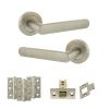 STATUS Carolina Door Handle Pack (Latch Set - 2.5" CE Latch, 3" Fire Rated Hinges x3) - Satin Nickel