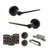Senza Pari Laviano Door Handle Pack (Bathroom Set - 2.5" CE Bathroom Lock, 3" Fire Rated Hinges x3) - Urban Dark Bronze