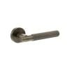 Senza Pari Rosarno Knurled Lever Door Handle on Minimal Round Rose - Antique Brass