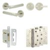 Complete Venice Door Handle Pack - Bathroom Lock (Plain Thumb Turn) - Satin Nickel - 65mm / 4-inch Hinges - JE-F5A2-SN
