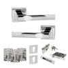 STATUS Kansas Door Handle Pack (Euro Lock Set - 3" CE Sashlock, 4" Fire Rated Hinges x3) - Polished Chrome