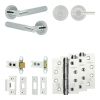 Complete Bari Door Handle Pack - Heavy Duty Tubular Bathroom (Plain Thumb Turn) - Polished Chrome - 64mm / 4-inch Hinges - JE-D30A2-PC
