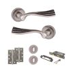 Old English Richmond Door Handle Pack (3 Lever Lock Set - 2.5" CE Sashlock, 4" Slim Knuckle Hinges x2) - Distressed Silver
