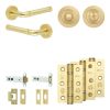Complete Midtown Door Handle Pack - Heavy Duty Tubular Bathroom (Standard Thumb Turn) - Satin Brass - 102mm / 3-inch Hinges - JE-G32B3-SB
