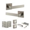 STATUS Montana Door Handle Pack (3 Lever Lock Set - 2.5" CE Sashlock, 3" Fire Rated Hinges x3) - Satin Nickel