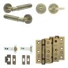 Complete Bloom Door Handle Pack - Heavy Duty Tubular Bathroom (Plain Thumb Turn) - Antique Brass - 102mm / 3-inch Hinges - JE-B32B2-AB