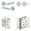 Complete Bloom Door Handle Pack - Bathroom Lock (Plain Thumb Turn) - Polished Chrome - 65mm / 4-inch Hinges - JE-B5A2-PC