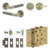 Complete Venice Door Handle Pack - Heavy Duty Tubular Bathroom (Plain Thumb Turn) - Antique Brass - 64mm / 4-inch Hinges - JE-F30A2-AB