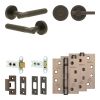 Complete Venice Door Handle Pack - Heavy Duty Tubular Bathroom (Plain Thumb Turn) - Dark Bronze - 64mm / 4-inch Hinges - JE-F30A2-DB