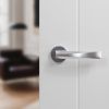 Forme Crystal Lever Door Handle on Minimal Round Rose - Satin Chrome (Pair)