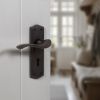 Old English Warwick Door Handle Pack (3 Lever Lock Set - 2.5" CE Sashlock, 4" Slim Knuckle Hinges x2) - Urban Dark Bronze