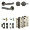Complete Bloom Door Handle Pack - Heavy Duty Tubular Bathroom (Plain Thumb Turn) - Black Nickel - 64mm / 3-inch Hinges - JE-B30B2-BN