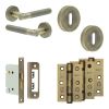 Complete Venice Door Handle Pack - Sashlock - Antique Brass - 76mm / 3-inch Hinges - JE-F8B8-AB