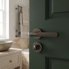 Complete Venice Door Handle Pack - Bathroom Lock (Standard Thumb Turn) - Dark Bronze - 65mm / 4-inch Hinges - JE-F5A3-DB