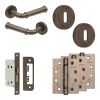 Complete Classic Door Handle Pack - Sashlock - Dark Bronze - 65mm / 4-inch Hinges - JE-A7A8-DB