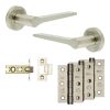 Complete Gio Door Handle Pack - Internal Doors - Satin Nickel - 64mm / 3-inch Hinges - JE-E1B-SN