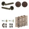 Complete Venice Door Handle Pack - Heavy Duty Tubular Bathroom (Standard Thumb Turn) - Dark Bronze - 102mm / 3-inch Hinges - JE-F32B3-DB
